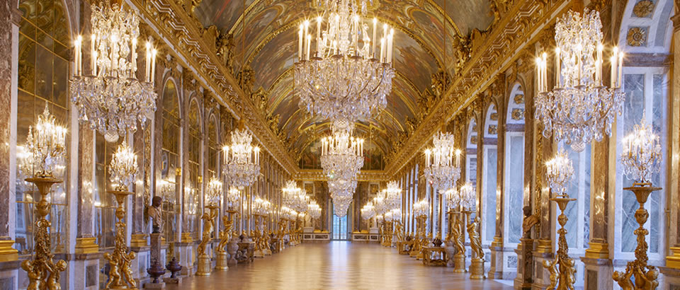 02 Versailles : Hall of Mirrors - The Hall of Mirrors, erected to the glory of Louis XIV and now the chief masterpiece of Versailles